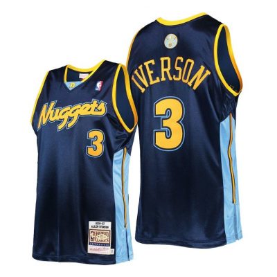 Men Allen Iverson Denver Nuggets Hardwood Classics 2006 Navy Jersey Men