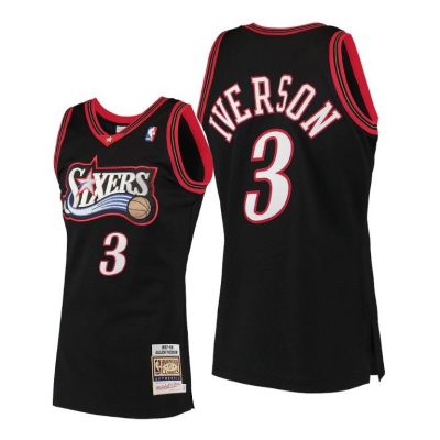 Men Allen Iverson Philadelphia 76Ers 1997 Hardwood Classics Black Jersey