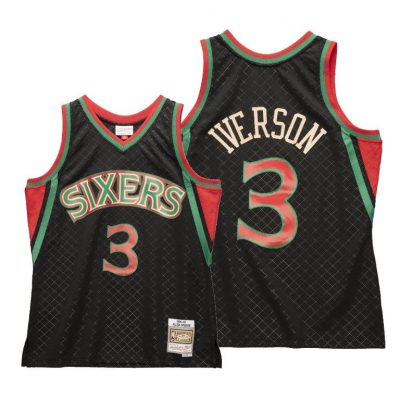 Men Allen Iverson Philadelphia 76Ers Black Neapolitan Jersey Hardwood Classics