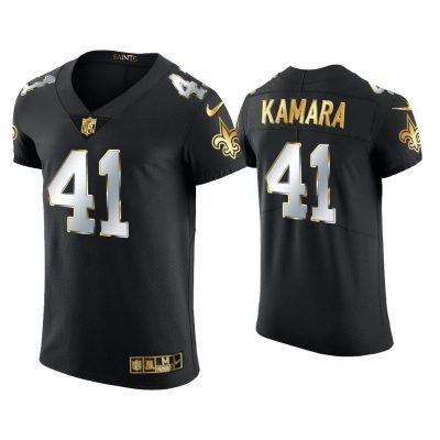 Men Alvin Kamara New Orleans Saints Black Golden Edition Elite Jersey