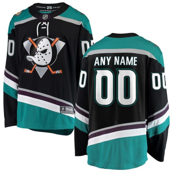 Men Anaheim Ducks Black Alternate Breakaway Custom Jersey
