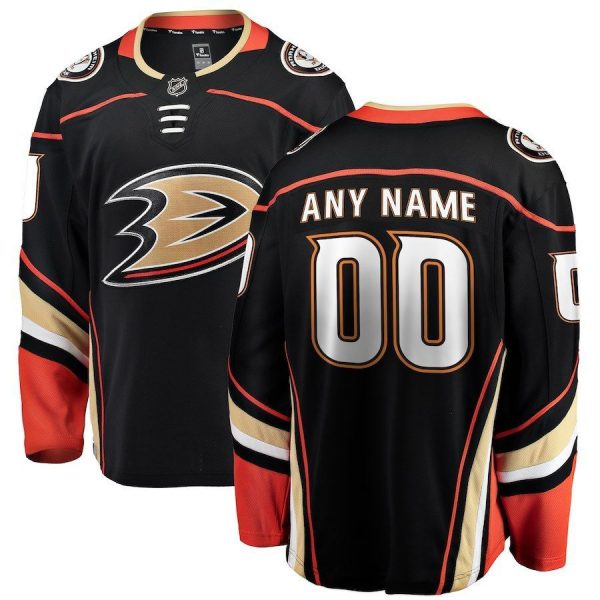 Men Anaheim Ducks Black Home Breakaway Custom Jersey