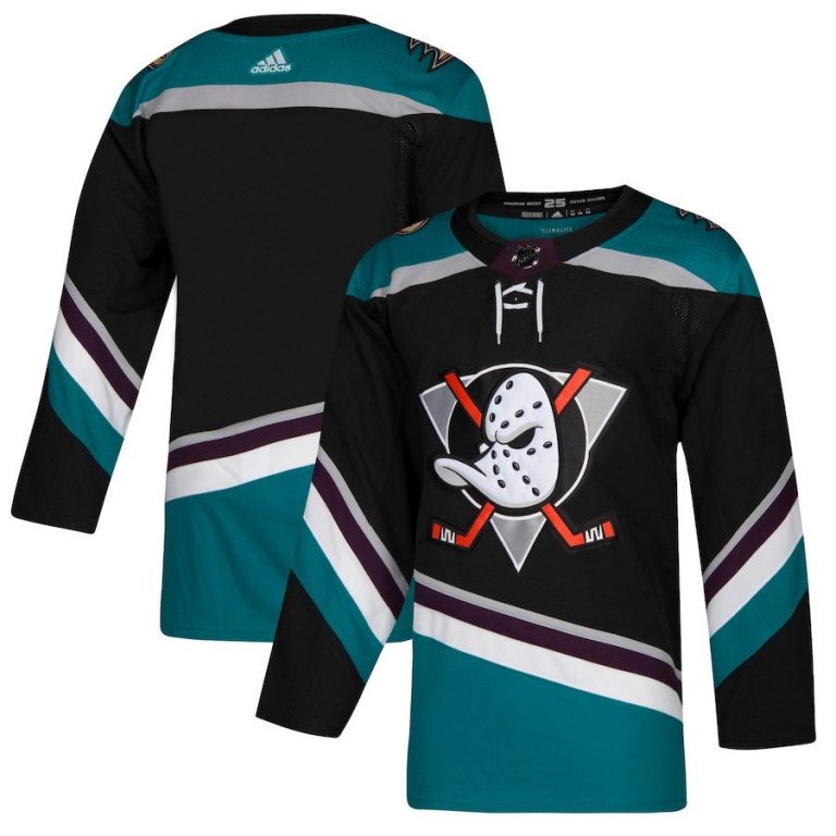 Men Anaheim Ducks Black/Teal Alternate Blank Jersey