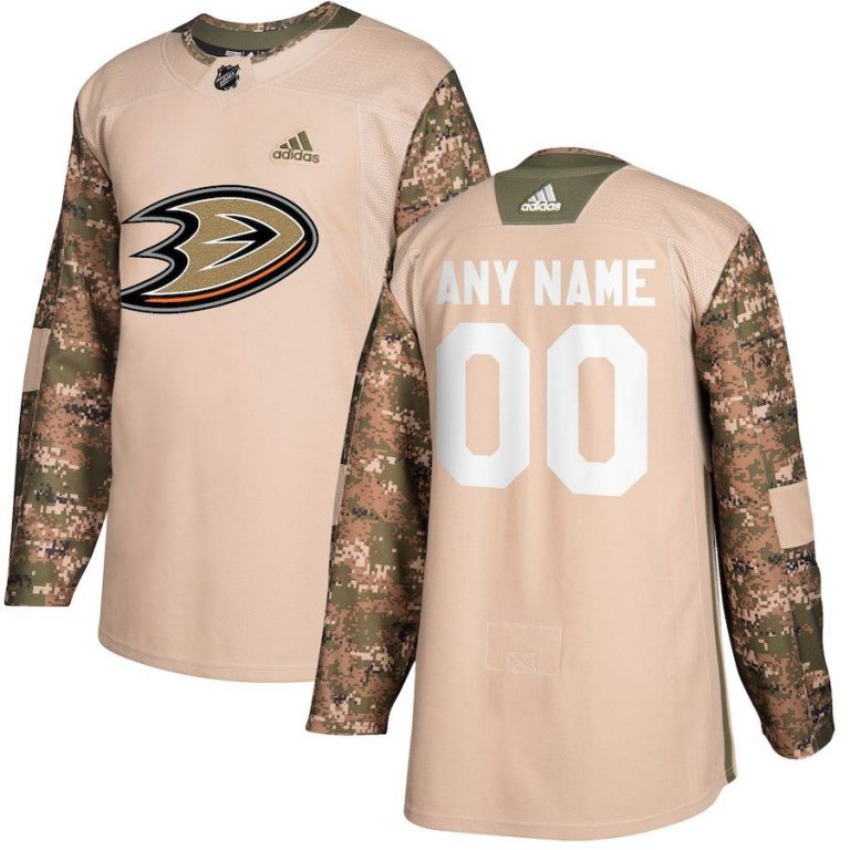 Men Anaheim Ducks Camo Veterans Day Custom Practice Jersey