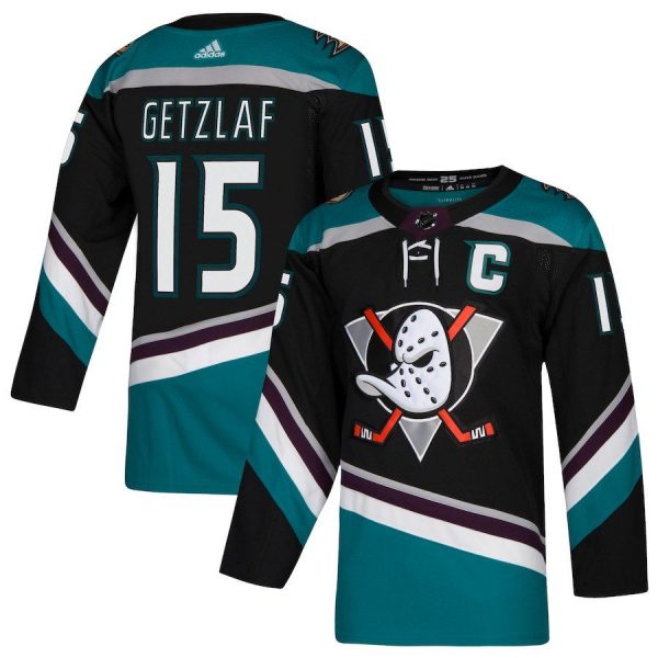 Men Anaheim Ducks Ryan Getzlaf Black/Teal Alternate Player Jersey