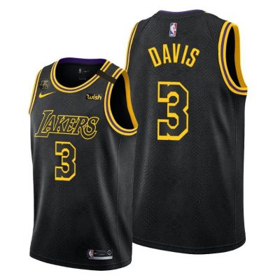 Men Anthony Davis #3 Lakers Black Mamba Inspired City Jersey 2020 Honors Kobe