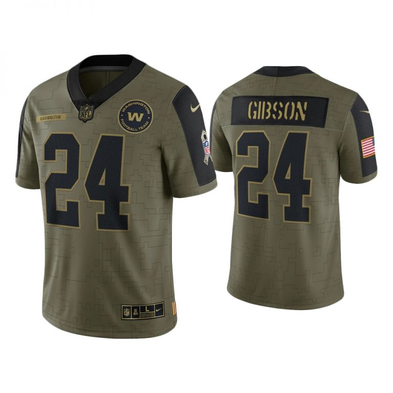 Men Antonio Gibson Washington Football Team Olive 2021 Salute To Service Limited Jersey