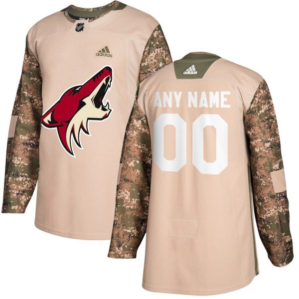 Men Arizona Coyotes Camo Veterans Day Custom Practice Jersey