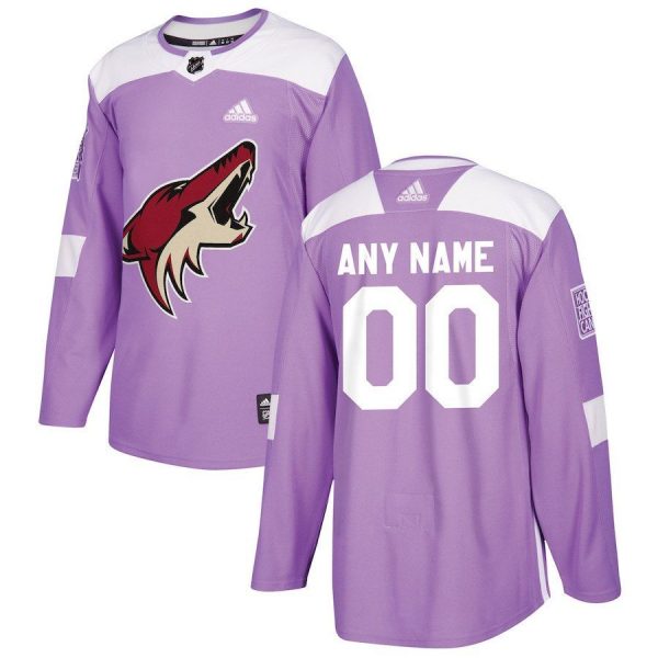 Men Arizona Coyotes Purple 2018 Hockey Fights Cancer Custom Practice Jersey