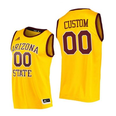 Men Arizona State Sun Devils Custom #00 Gold College Basketball 2021 Jersey