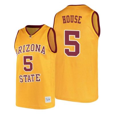 Men Arizona State Sun Devils Eddie House #5 Gold Alumni College Basketball Jersey