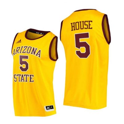 Men Arizona State Sun Devils Eddie House #5 Gold College Basketball Jersey