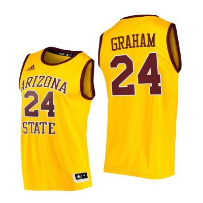 Men Arizona State Sun Devils Jalen Graham #24 Gold College Basketball 2021 Jersey