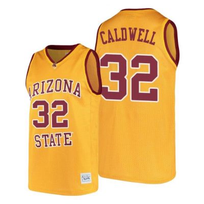 Men Arizona State Sun Devils Joe Caldwell #32 Gold Alumni College Basketball Jersey