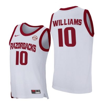 Men Arkansas Razorbacks Jaylin Williams #10 White Home Jersey
