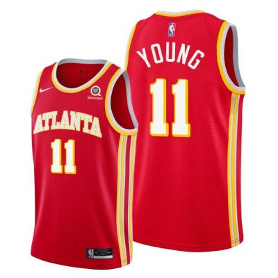 Men Atlanta Hawks #11 Trae Young 2020-21 Icon Edition Men Jersey Red