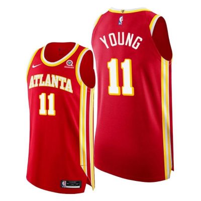 Men Atlanta Hawks #11 Trae Young 2020-21 Icon Jersey Torch Red