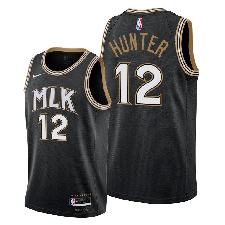 Men Atlanta Hawks #12 De andre Hunter Hunter 2020-21 MLK City Jersey honor Dr. King