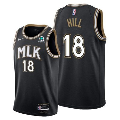 Men Atlanta Hawks #18 Solomon Hill Black 2020-21 City Edition Jersey