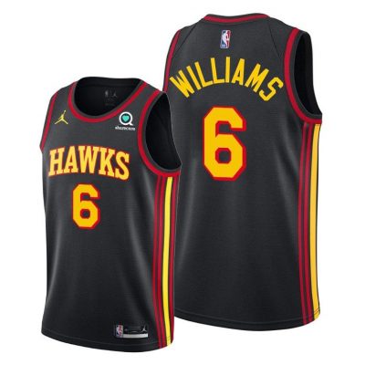 Men Atlanta Hawks #6 Lou Williams Black 2021 Statement Edition Jersey Swingman