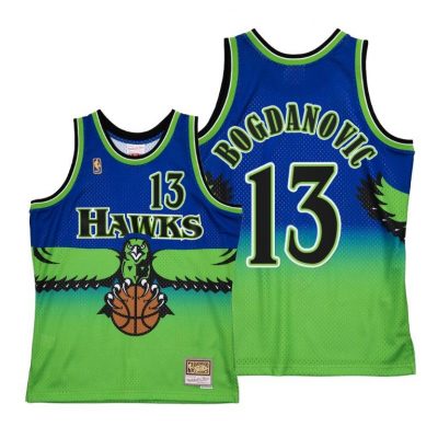 Men Atlanta Hawks Bogdan Bogdanovic Reload 2.0 Blue Hardwood Classics Jersey