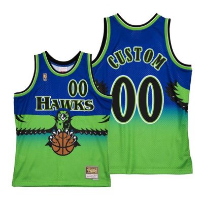 Men Atlanta Hawks Custom Reload 2.0 Blue Hardwood Classics Jersey