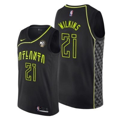 Men Atlanta Hawks Dominique Wilkins Black 2018-19 50th Anniversary City Edition Jersey