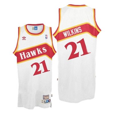 Men Atlanta Hawks Dominique Wilkins White Hardwood Classics Jersey