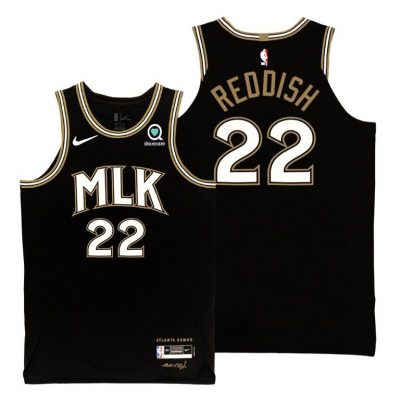 Men Atlanta Hawks MLK City Edition Cam Reddish Black Jersey 2020-21 honor Dr. King