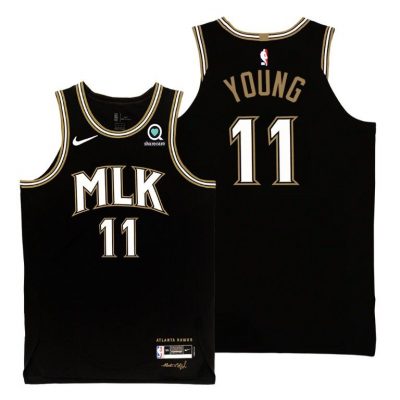Men Atlanta Hawks MLK City Edition Trae Young Black Jersey 2020-21 honor Dr. King