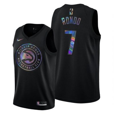 Men Atlanta Hawks Rajon Rondo Iridescent Holographic Black Limited Edition Jersey