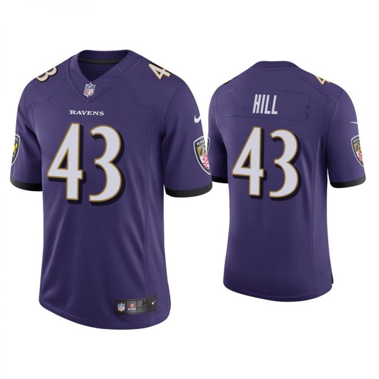 Men Baltimore Ravens Justice Hill Vapor Limited Purple Jersey