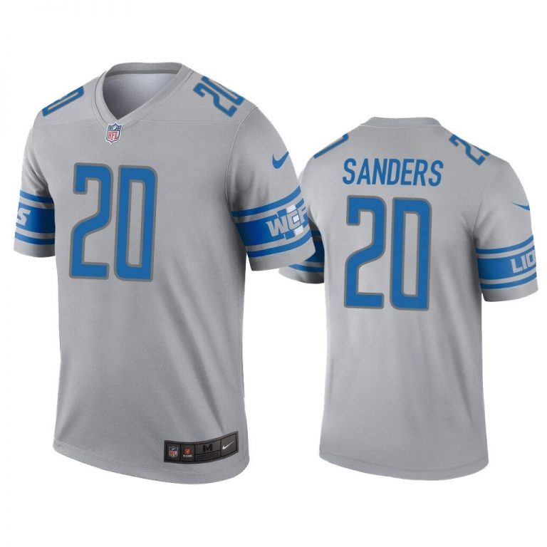 Men Barry Sanders Detroit Lions Gray Inverted Legend Jersey