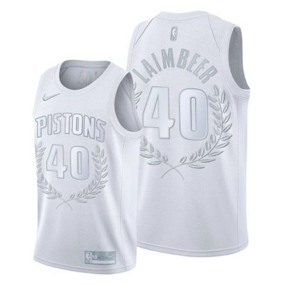 Men Bill Laimbeer #40 Retired Number Pistons Platinum Jersey