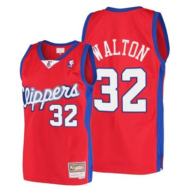 Men Bill Walton #32 Clippers Hardwood Classics 2001-02 Red Jersey