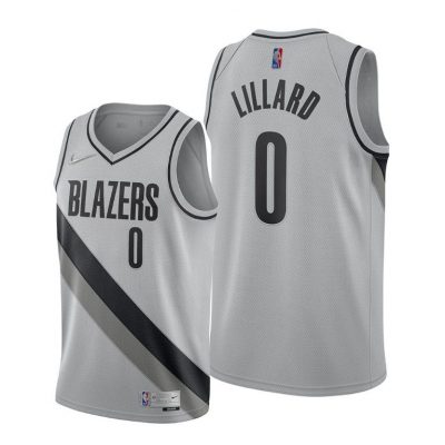 Men Blazers #0 Damian Lillard Gray 2020-21 Earned Edition Jersey