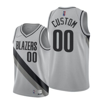 Men Blazers #00 Custom Gray 2020-21 Earned Edition Jersey