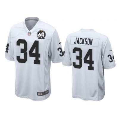 Men Bo Jackson Oakland Raiders White 60th Season Game Jersey