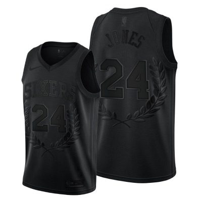 Men Bobby Jones #24 Retired Number 76ers Black Jersey