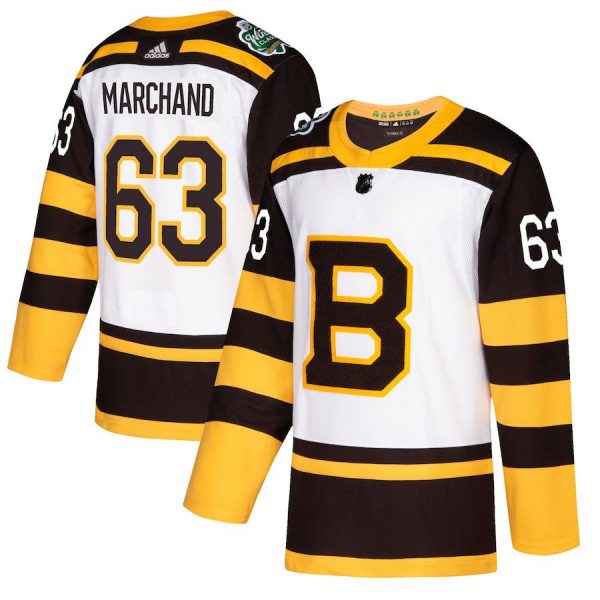 Men Boston Bruins Brad Marchand White 2019 Winter Classic Player Jersey