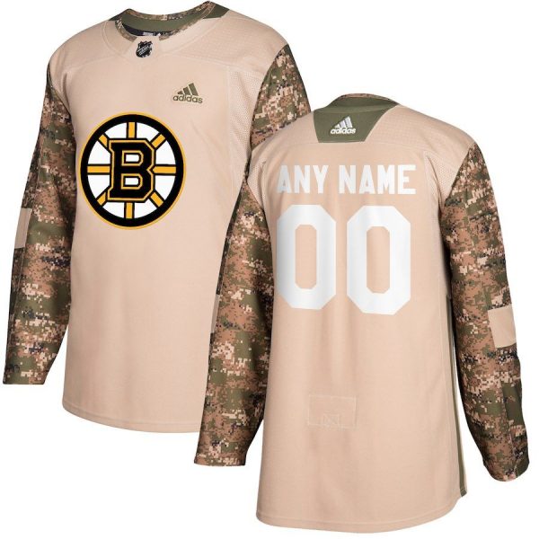 Men Boston Bruins Camo Veterans Day Custom Practice Jersey