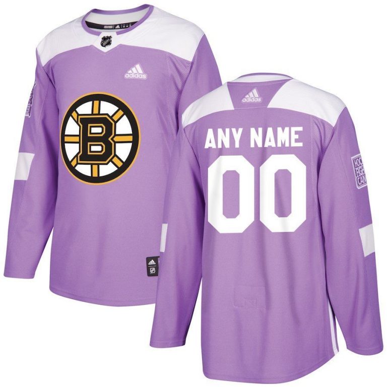 Men Boston Bruins Purple Hockey Fights Cancer Custom Practice Jersey