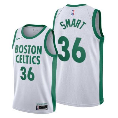 Men Boston Celtics #36 Marcus Smart White 2020-21 City Edition Jersey New Uniform