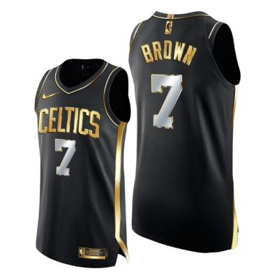 Men Boston Celtics Jaylen Brown Golden Limited Edition Black Jersey 2020-21