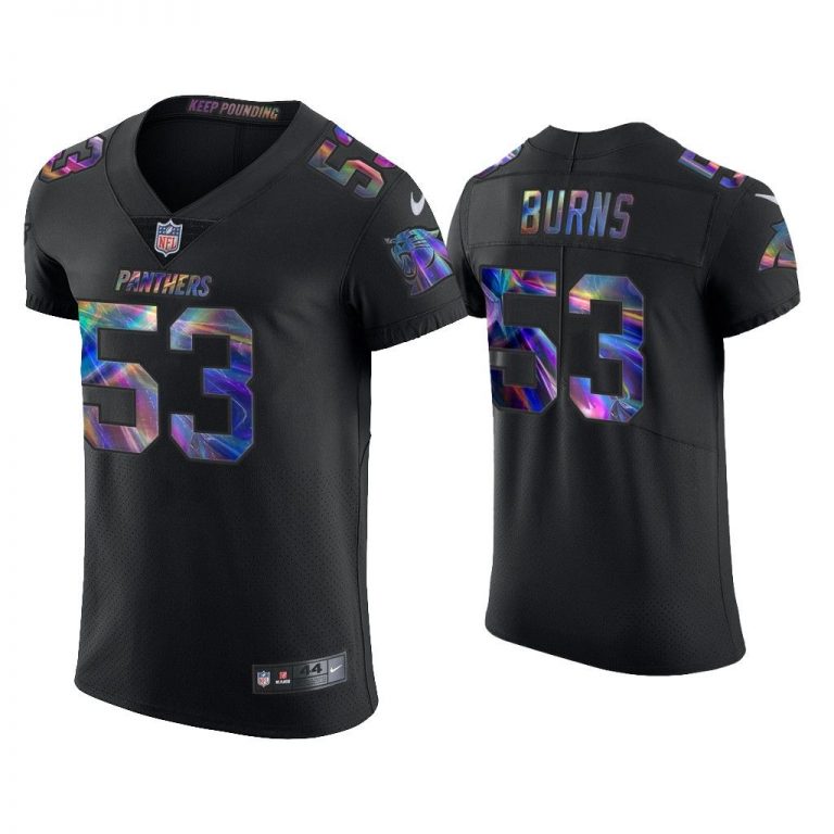 Men Brian Burns Carolina Panthers Black Golden Edition Holographic Jersey