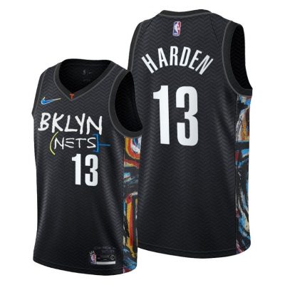 Men Brooklyn Nets #13 James Harden Black 2020-21 City Jersey Honor Basquiat