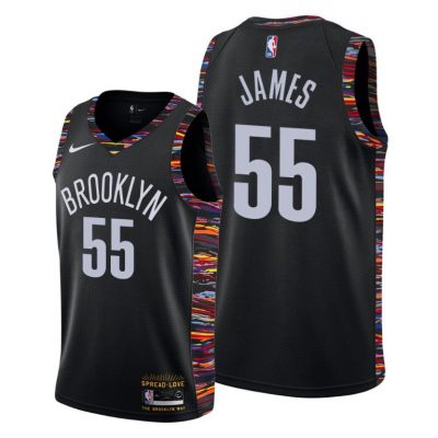 Men Brooklyn Nets #55 Mike James Black 2021 Biggie Music Eidition Jersey