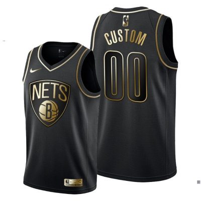 Men Brooklyn Nets Black Custom Golden Edition Jersey