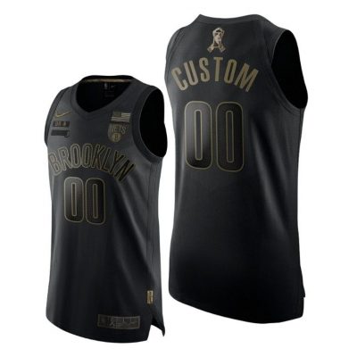 Men Brooklyn Nets Custom 2020 Salute To Service Black Jersey