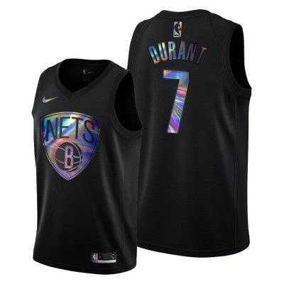 Men Brooklyn Nets Kevin Durant Iridescent Holographic Black Limited Edition Jersey